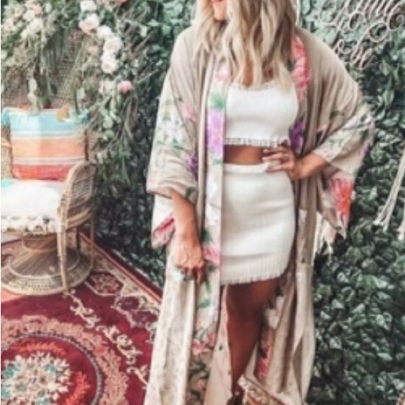 Bohemian Long Floral Peacock Kimono Duster Robe - Picture 12 of 12